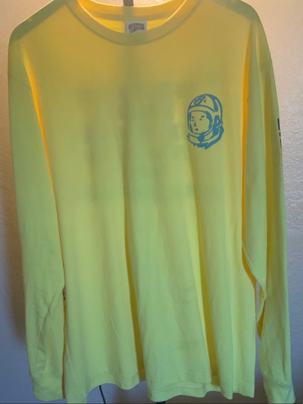 Billionaire Boys Club Yellow Long Sleeve Tee with Blue Astronaut Logo